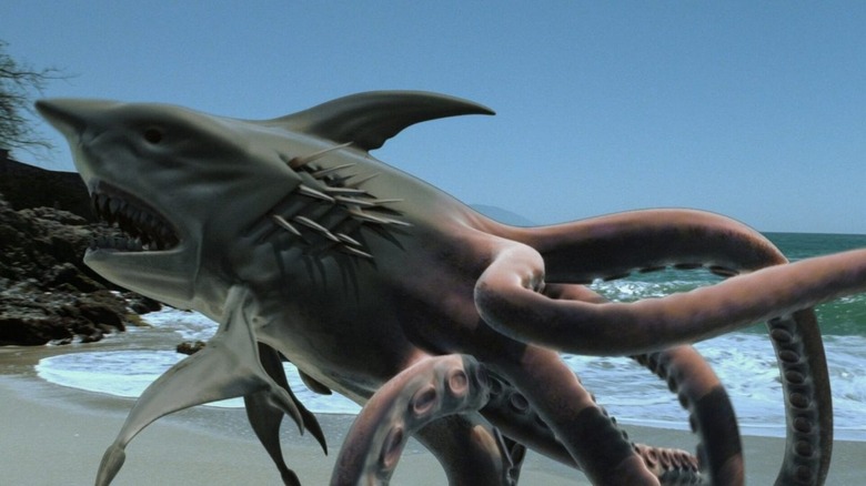 The sharktopus walking on the beach in "Sharktopus."