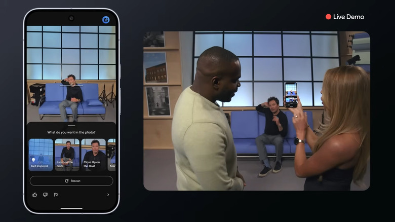 Two people using Google Pixel Camera Coach in a live demo