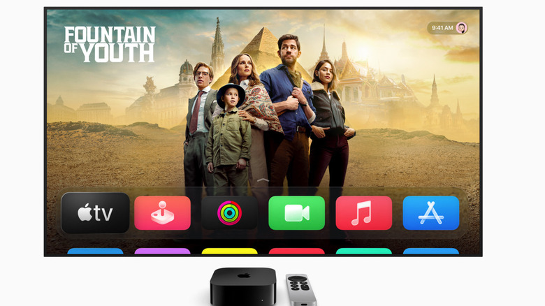 tvOS 26 software running the new Liquid Glass design.