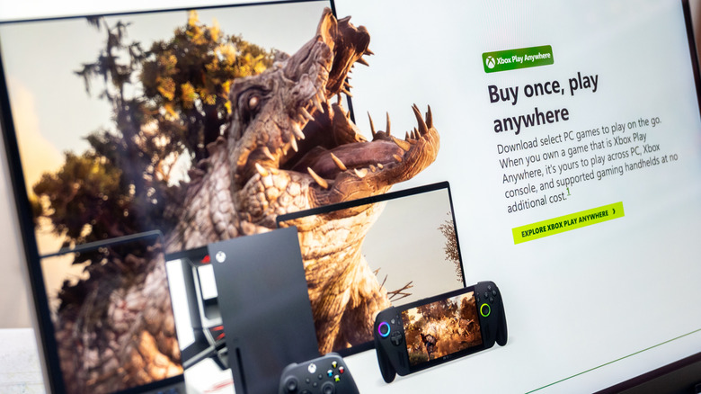 Xbox anywhere web page with the description shown on a screen