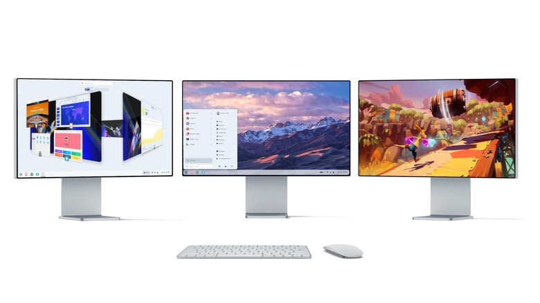 Screenshot of Zorin OS and apps running on multiple desktop monitors.