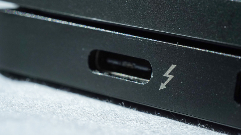 Closeup of a Thunderbolt port