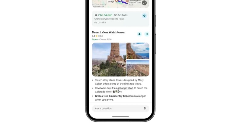 Google Maps show information of places to visit