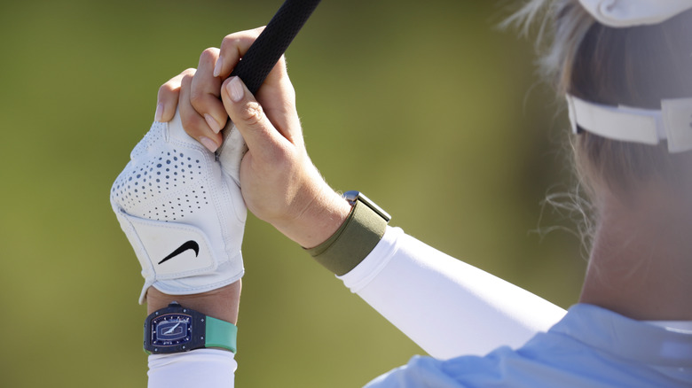 A Richard Mille watch and Whoop band worn by Nelly Korda at Pelican Golf Club in 2024.