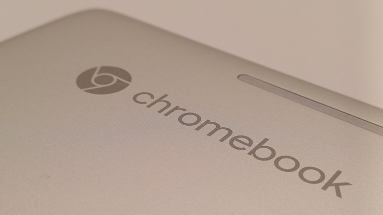 Chromebook laptop lid with the Chrome logo