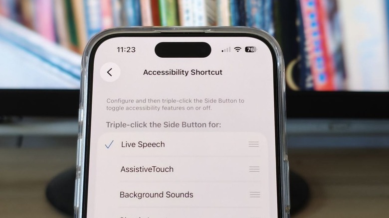 Turning on iPhone power button for Live Speech