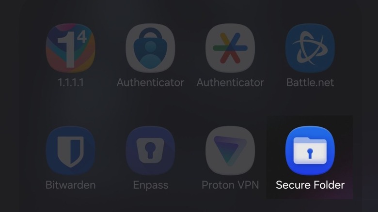 Samsung Secure Folder icon visible in app drawer.