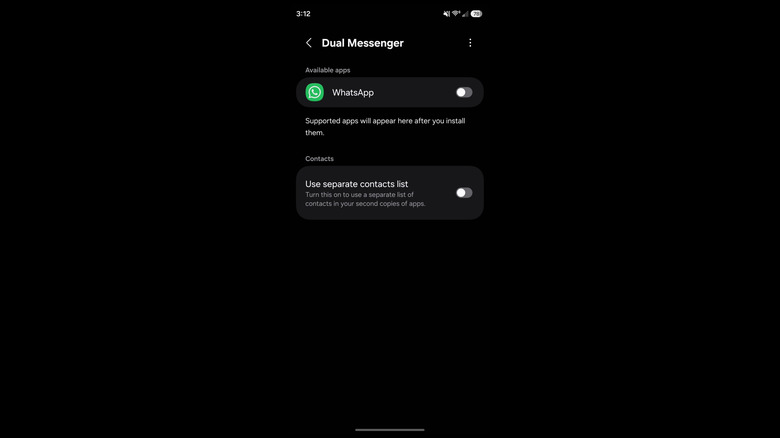 Dual Messenger options on Samsung Galaxy S25 Ultra