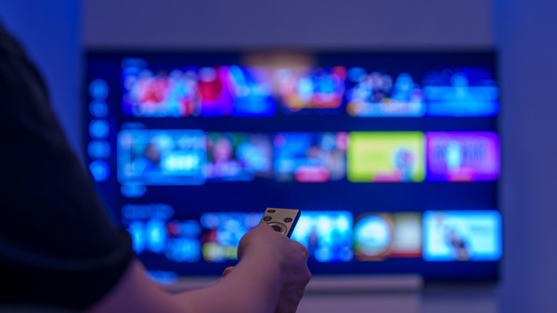 Pointing a remote at a TV with out of focus channel options on it
