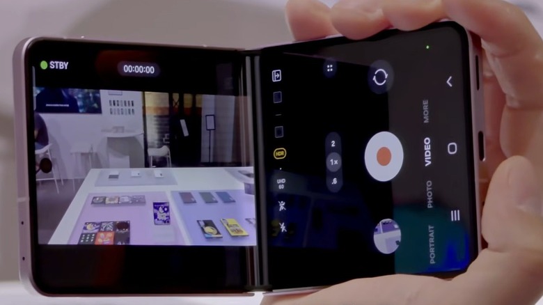 Person shooting video with the Samsung Galaxy Z Flip 8 phone