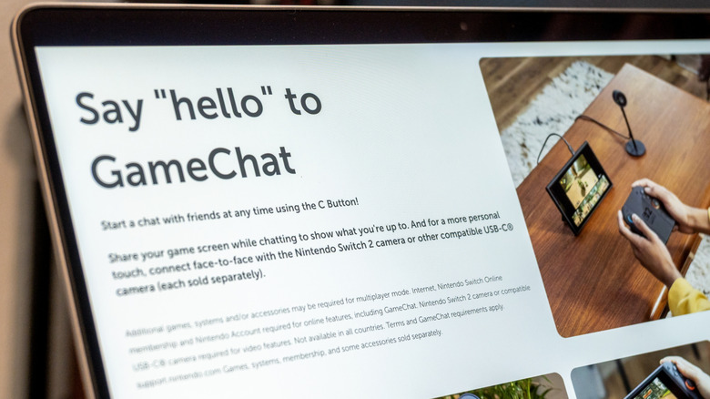 Nintendo Switch 2 GameChat feature outlined on a display