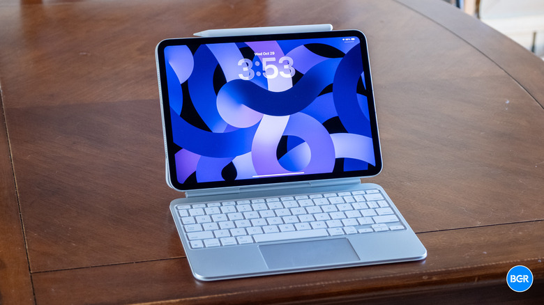 The M5 iPad Pro and its Magic Keyboard.
