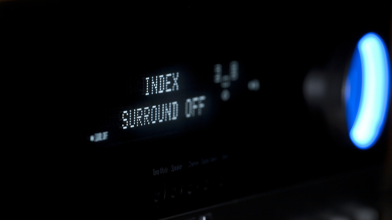 An AV receiver with its surround settings disabled.