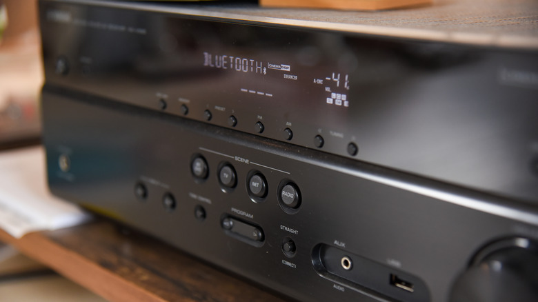 A Yamaha AVR set to its Bluetooth input.