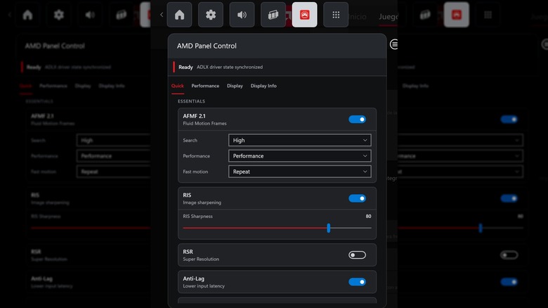 The AMD Control Panel Widget on the Xbox Game Bar.