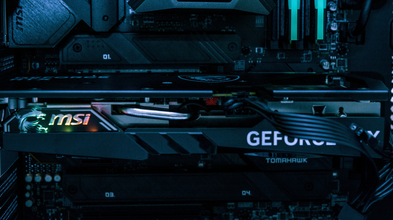 An Nvidia RTX 4060ti installed in a gaming PC