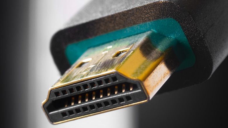 Closeup of an HDMI cable end
