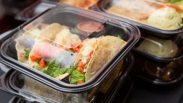 Food containers stacked on top of each other