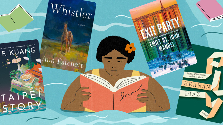 Goodreads art showing book covers and cartoon person reading books