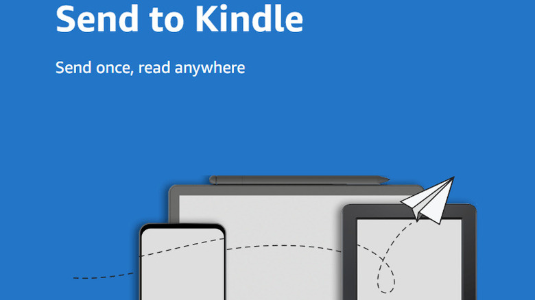 Send to Kindle art used on Amazon website with blue background
