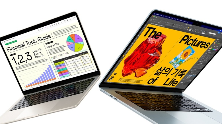 Two MacBook Air models of different sizes