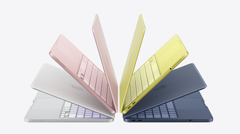 Four MacBook Neo models in different colors