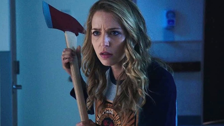 Tree holding an axe in "Happy Death Day."