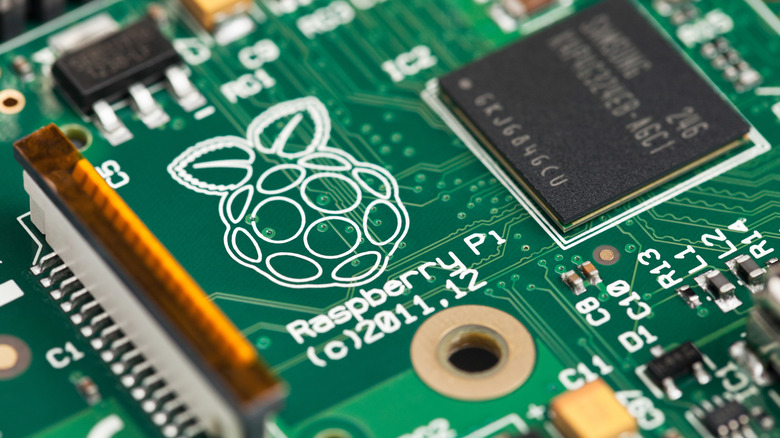 Close-up shot of the Raspberry Pi motherboard