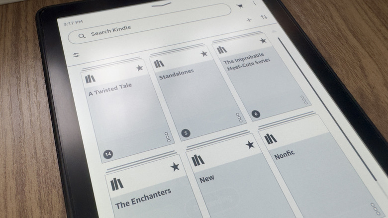 Kindle showing different collections