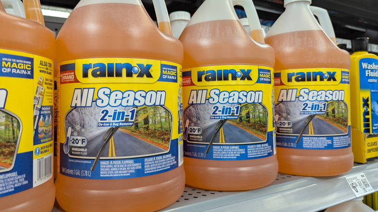 Bottles of Rain-X All-Season on a store shelf.