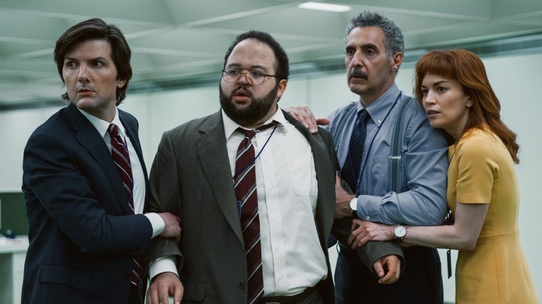 Adam Scott, Zach Cherry, John Turturro, and Britt Lower in Severance