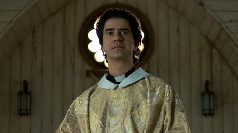 Father Paul Hill frowning in "Midnight Mass."
