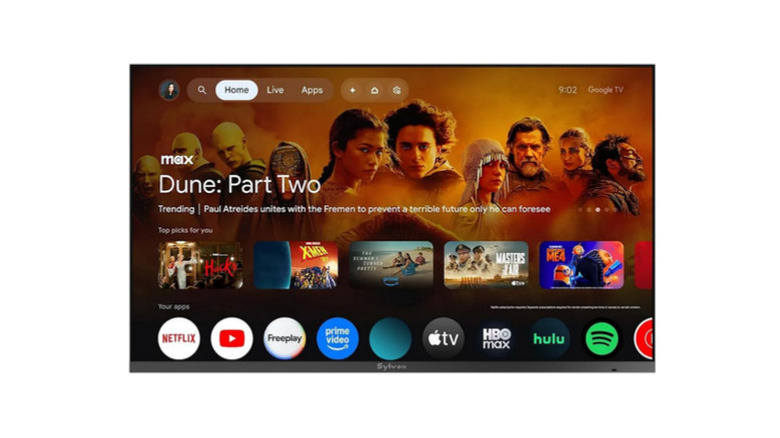 2026 Sylvox Frameless Pro showing Google TV Home tab