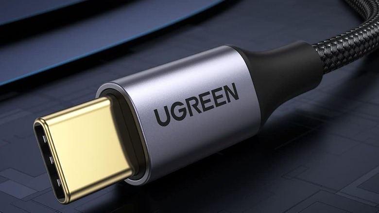 Close-up of the UGREEN USB 3.0 to USB-C Cable showing its connector and braided sheathing