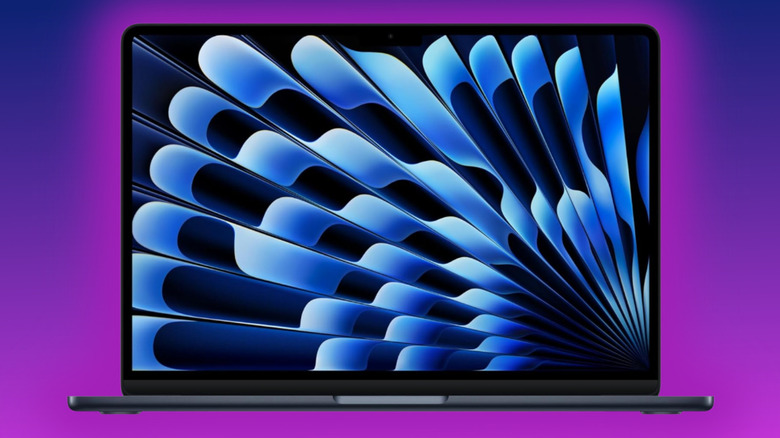 Apple 2026 MacBook Air 13 with a purple glow on a purple gradient background