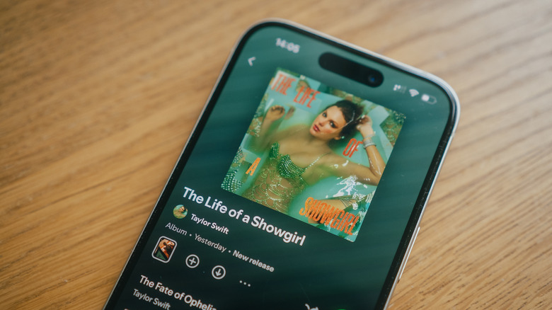 Smartphone displaying Taylor Swift's album