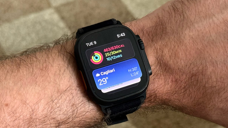 Close-up shot of Apple Watch display