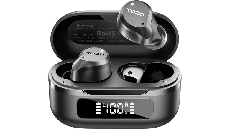 An Amazon promotional photo for the TOXO NC9 Hybrid Wireless Earbuds