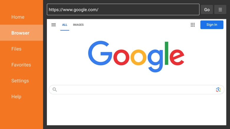 The Downloader interface on Fire TV.