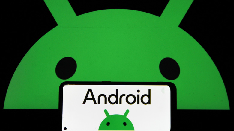 Android logo displayed on a smartphone screen