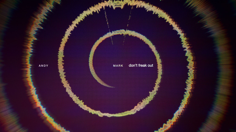 A digital yellow spiral against a purple background in "Calls."