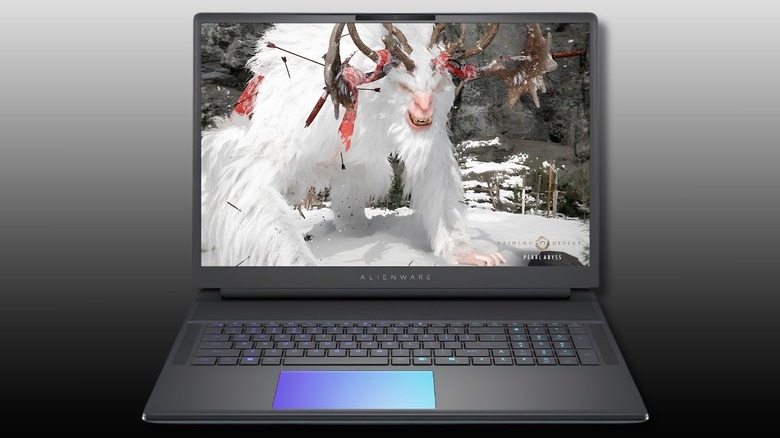 Alienware 18 Area-51 Gaming Laptop on a black to white gradient background