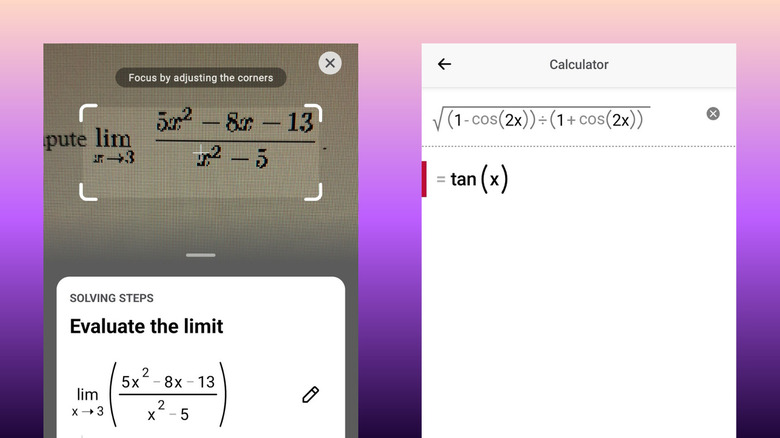 Using Google app Photomath to solve math problems on Android