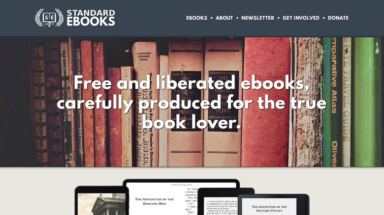 Screenshot of Standard Ebooks front page