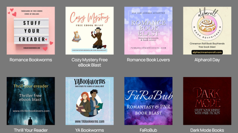 Screenshot of Stuff Your Kindle website showing campaigns on gray background