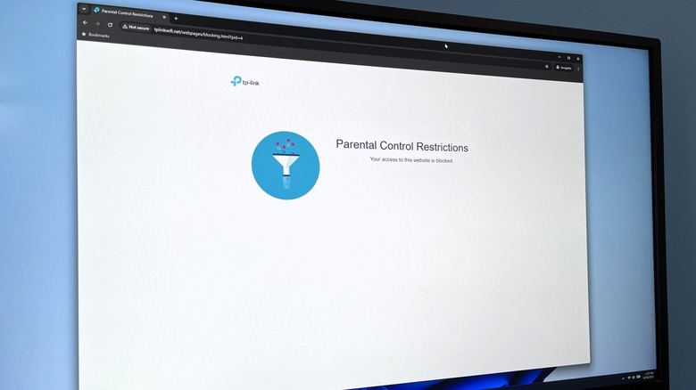 google chrome browser shows parental control restrictions when accessing a website