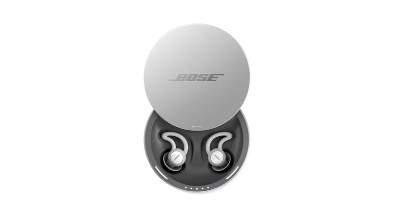 The Bose Sleepbuds in their case against a white background
