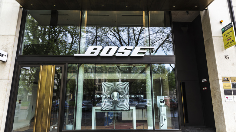 The front doors of a Bose retail store
