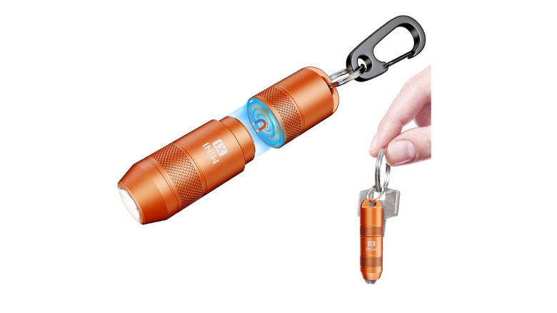 Orange detachable mini keychain flashlight