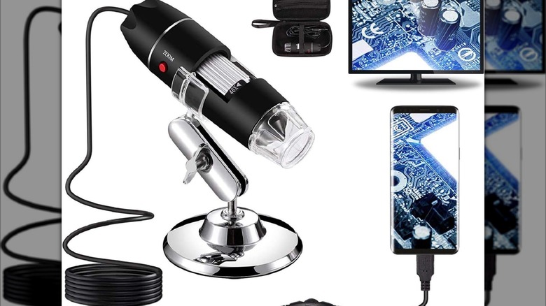The Bysameyee USB Digital Microscope and accessories.